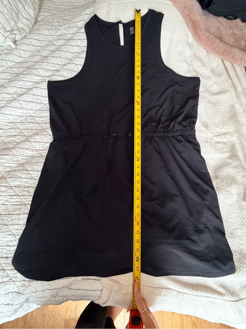Strapless Black Drawstring Waist Dress
